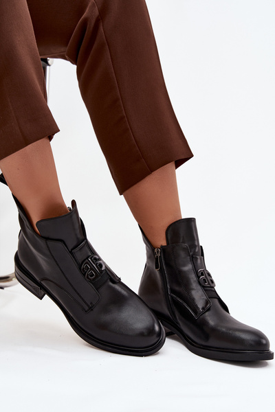 Bottes en cuir isolantes pour femmes avec détail décoratif noir Briselda