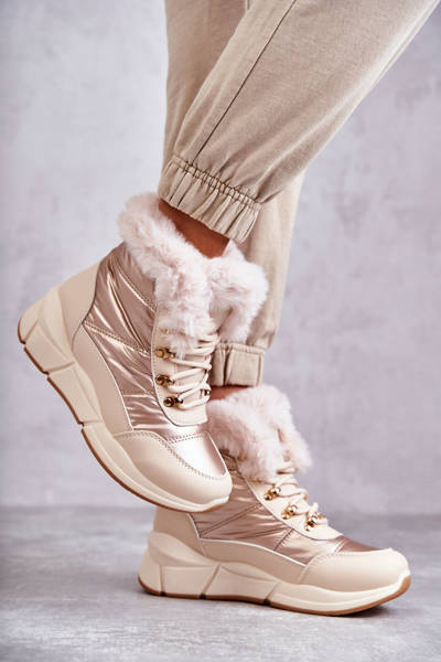 Women's Lace Snow Boots Light Beige Anna