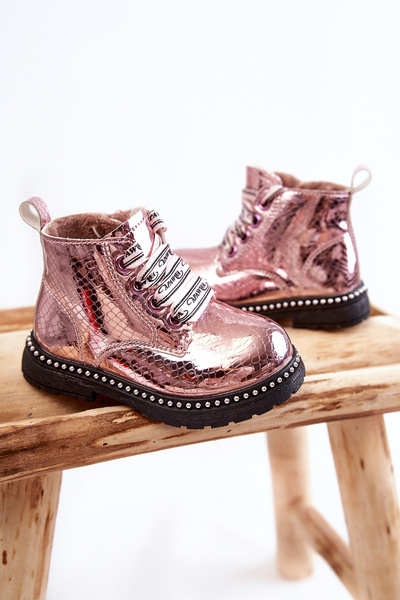 Bottes Chaudes En Cuir Enfant Rose Dottie