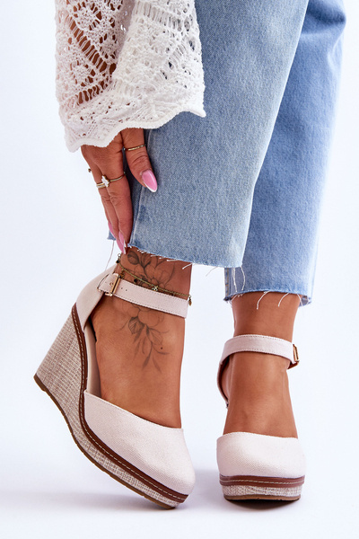 Sandales compensées classiques pour femmes Beige Malani