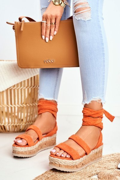 Women's Platform Sandals Tied Orange La Favorite