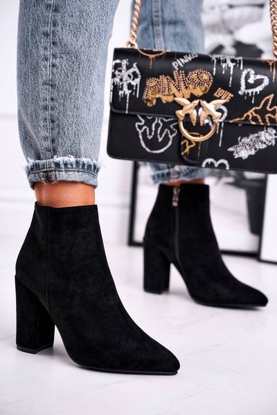 Bottines à talons aiguilles en daim pour femmes, requins noirs