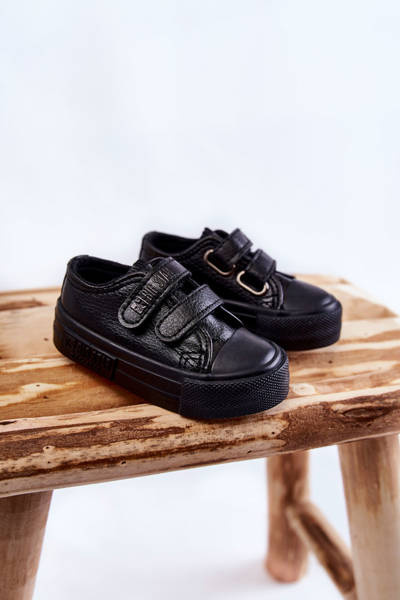 Adidași din piele pentru copii cu Velcro Big Star KK374090 Negru