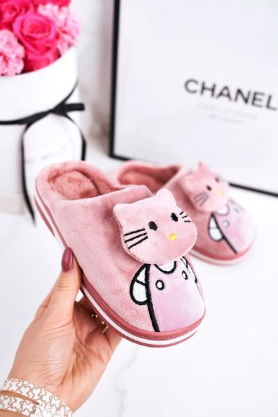 Vaikiškos izoliuotos namų šlepetės, pudra Pink Kitty