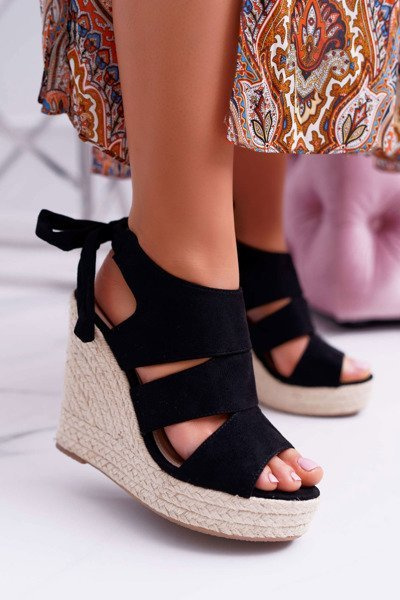 Damen-Keilsandalen Schwarz Yenga