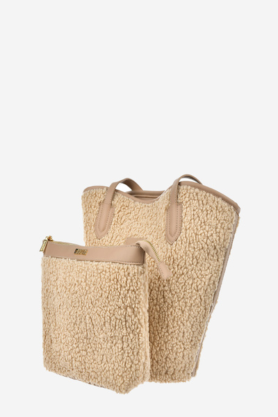 Shopper Tasche Mit Lammfell Typ Big Star OO574148 Beige