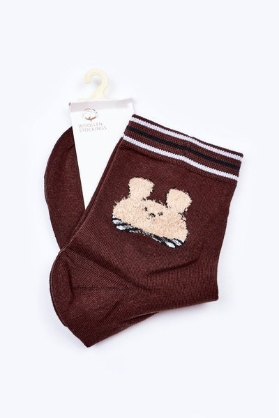 Chaussettes Femme En Coton Avec Lapin COSAS Marron