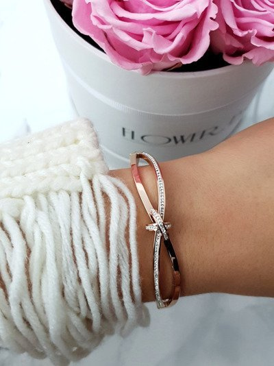 Women's Steel Bracelet Zircons Pink Gold Seri