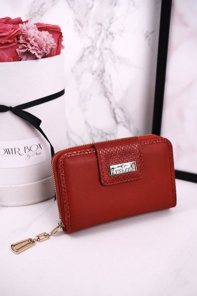 Portofel elegant pentru femei cu un fermoar Eslee Red