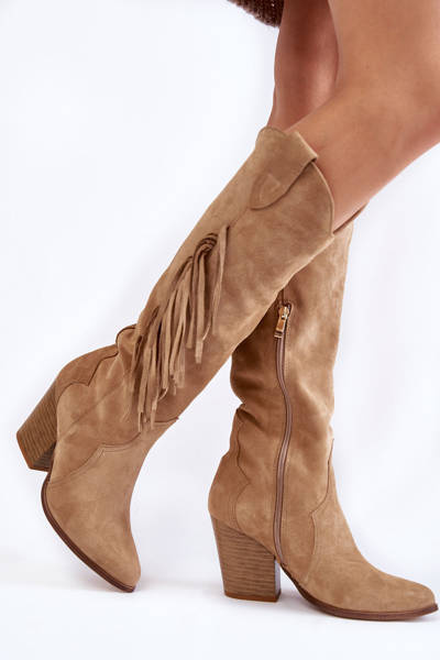 Cowboystiefel aus Wildleder für Damen Lewski 3094/F Dunkelbeige