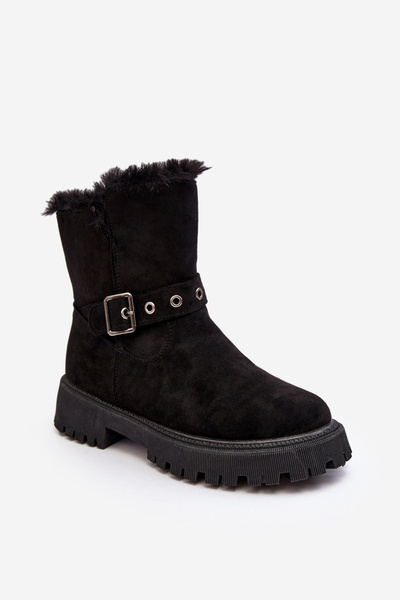 Bottines Femme avec Zip Fourrure Noir Morcos