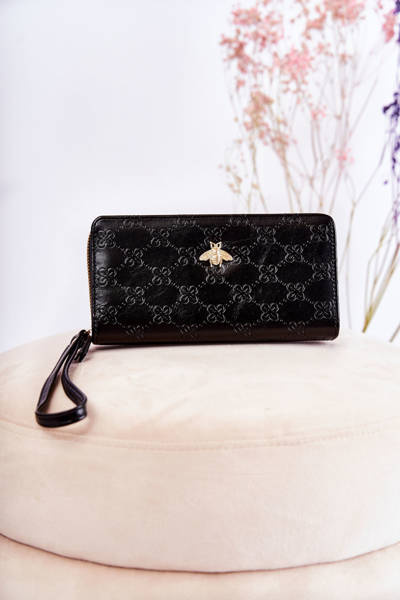 Grand Portefeuille Femme Avec Ornement Noir Fabio