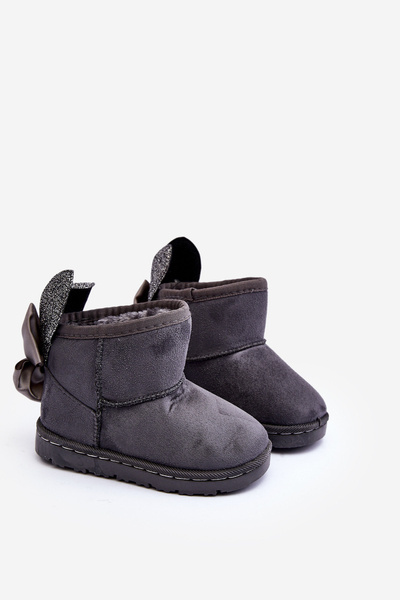 Bottes de neige rembourrées avec rubans fille gris Meriva
