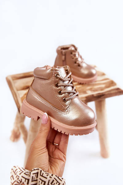 Kids Trappers Boots Gold Pink Dexter