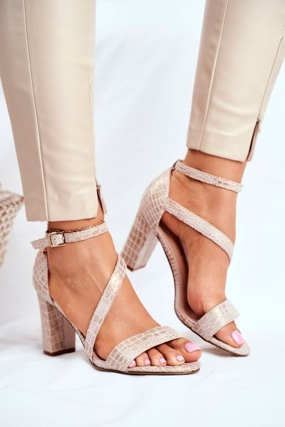 Sergio Leone SK870 Beige Stiletto-Sandalen mit Tiermuster