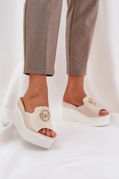 Plattform-Und Keilsandalen Mit Dekoration Hellbeige Nanessia