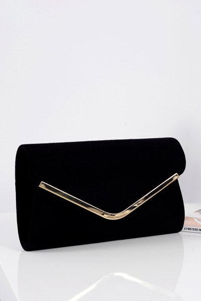 Schwarze Damen Clutch aus Wildleder mit Ornament