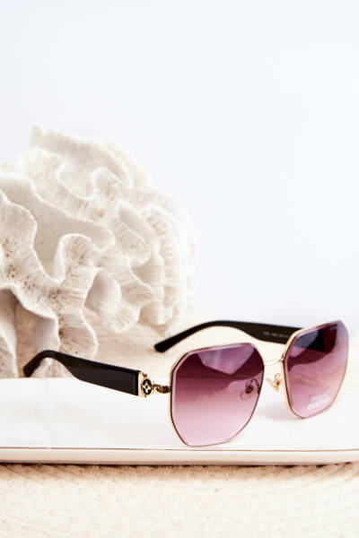 Lunettes de Soleil Femme UV400 Noir-Or
