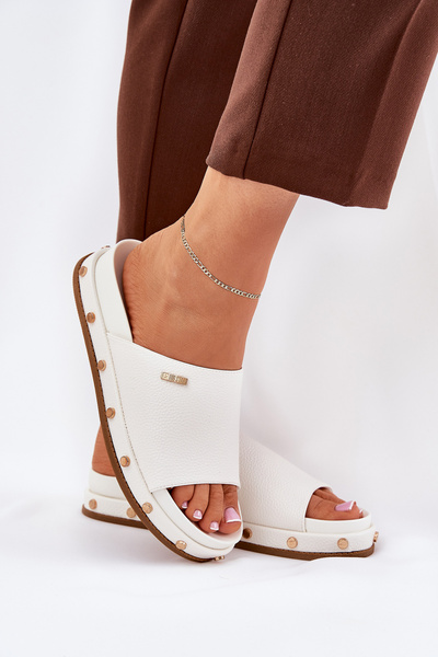 Sandales À Plateforme Pour Femmes Avec Clous Big Star RR274216 Blanches