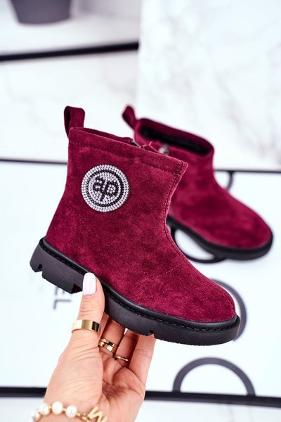 Kinder-Fleece-Schnürstiefel Stiefel Maroon Alvin