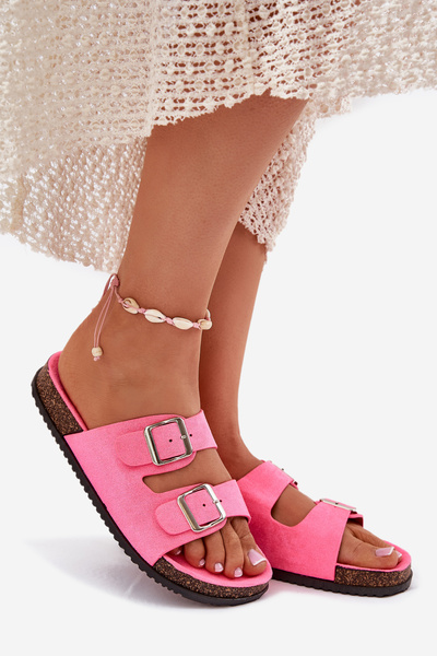 Damen Sandalen Mit Schnallen Neonpink Oliena