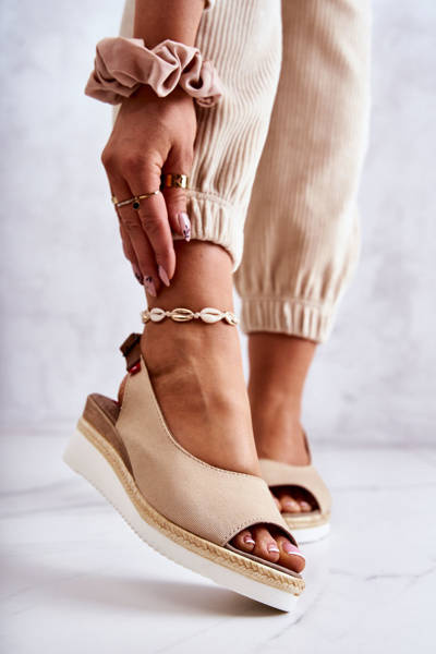 Sandales compensées pour femmes Big Star JJ276049 Beige