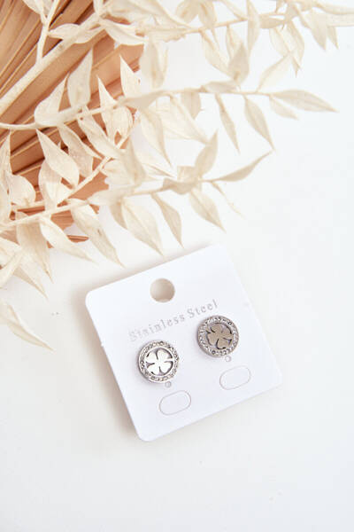 Boucles d'Oreilles Acier Inoxydable Trèfles Argent