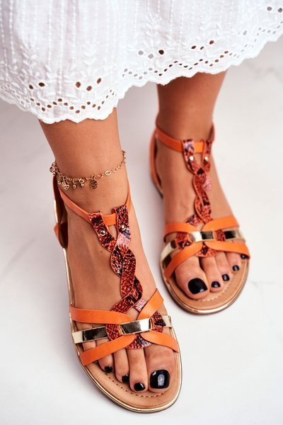 Elegantiški sandalai su gyvatės raštu Orange Brooke