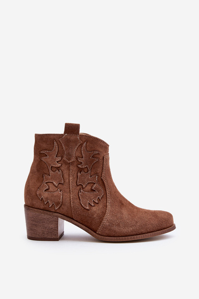 Zazoo 3426 Botine Cowboy din piele Maro