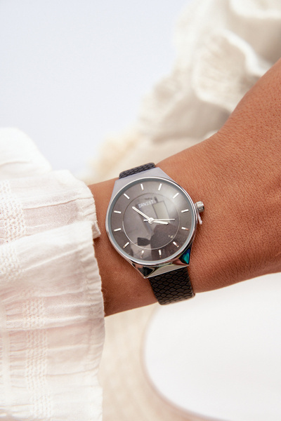 Montre Femme avec Bracelet Simili Cuir Noir Ernest E62013L