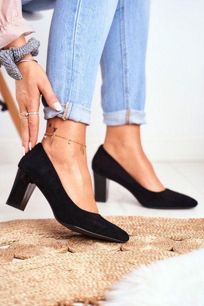 Sergio Leone PB403 Pompe de stiletto din piele de căprioară neagră