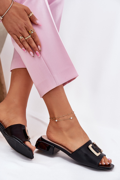 Elegante Damen Sandalen Auf Keilabsatz Mit Goldenem Detail 62229 Schwarz Vinceza