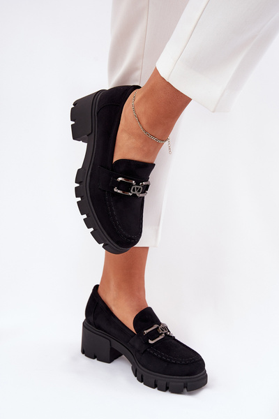 Chaussures En Suède Écologique Pour Femmes Avec Décoration 39921 Noires Vinceza