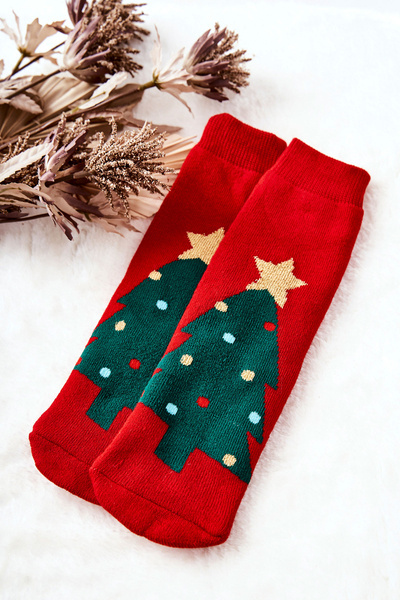 Kinder-Weihnachtsbaum-Socken Rot