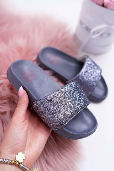 Kinder Jugend Flip Flops Big Star Grau Glitter AA374087