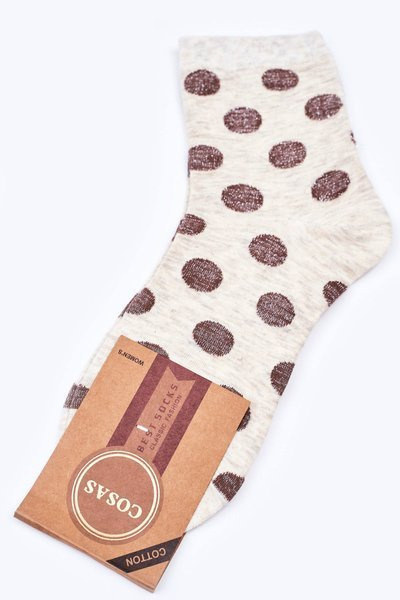 Chaussettes Femme Coton À Pois COSAS Ecru