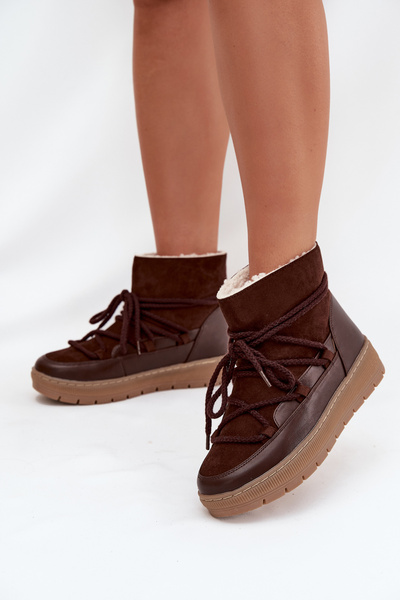 Damen Schneestiefel Mit Schnürung Schokoladen Rebekah