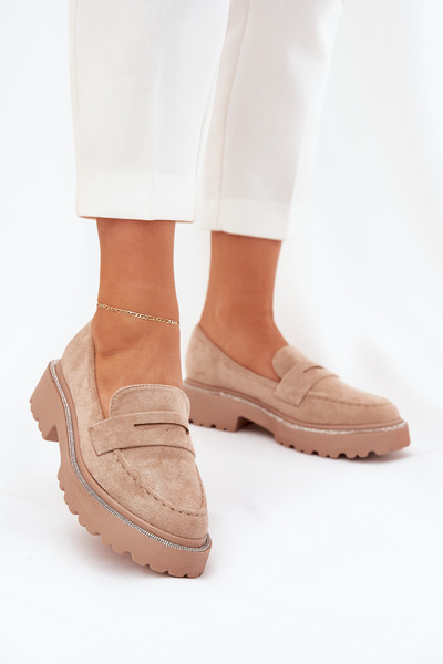 Mocassins éco en daim pour femmes avec zirconiums khaki Wilamla