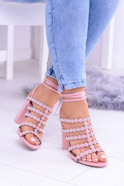 Rožiniai moteriški sandalai su stiletu Ysmira