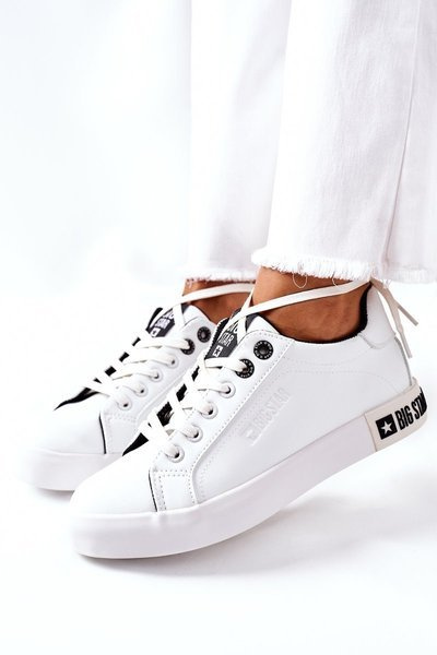 Adidaje din piele pentru femei Big Star II274031 alb-negru