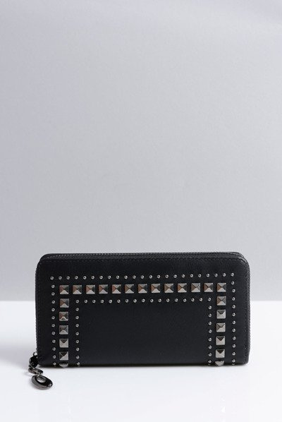 Große schwarze Brieftasche mit Nieten für Damen