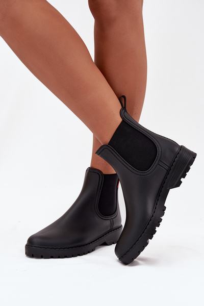 Niedrige Damen Gummistiefel Matt Schwarz Birella