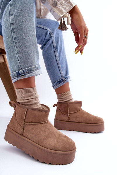 Bottes de neige en daim sur plateforme Corcoran beige foncé