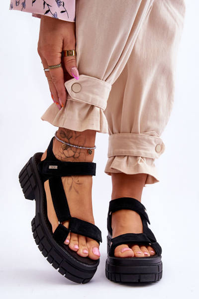 Damen Wildleder Sandalen Big Star LL276035 Schwarz