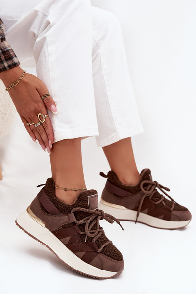 Szigetelt női sneakers platformon barna Juvira