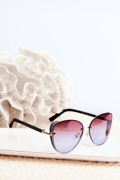 Lunettes de Soleil Femme avec Inserts Brocart UV400 Noir-Or