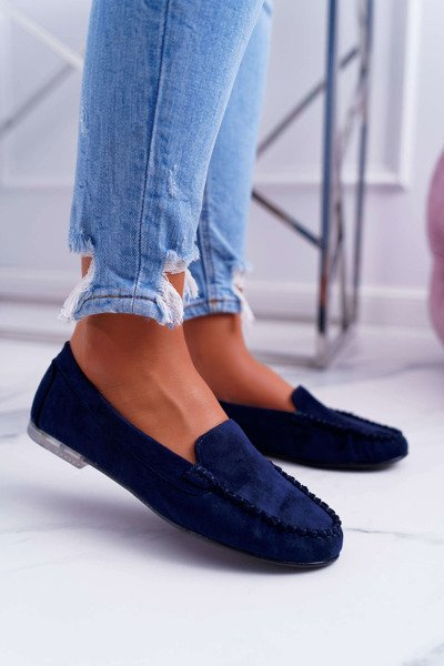 Sergio Leone pentru femei din piele de căprioară mocasins albastru navy winted