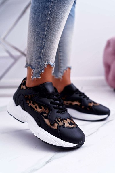 Chaussures Sportives Femme Léopard Noir Mezeno