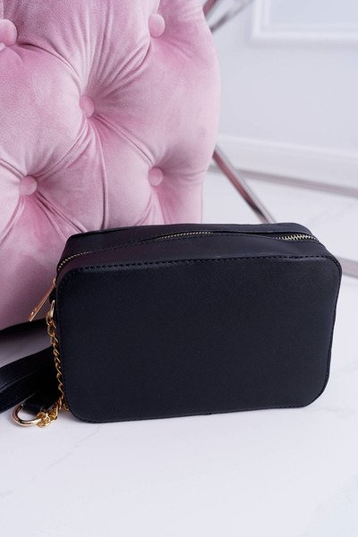 Ladies Handbag Over the Shoulder with Gold Chain Black