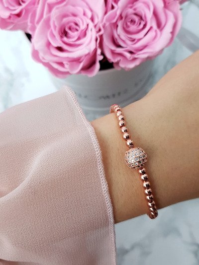 Bracelet à breloques en perles pour femme, or rose, Atria